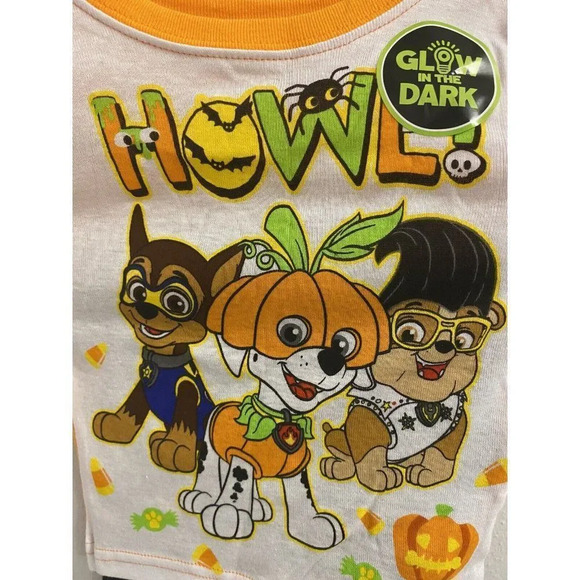 Paw Patrol Halloween 2 Piece 12 Months GLOW IN THE DARK pajama Set NEW - Picture 4 of 5